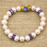 Freshwater Pearl Beads Bracelet Cloisonne Bangle Women Jewelry