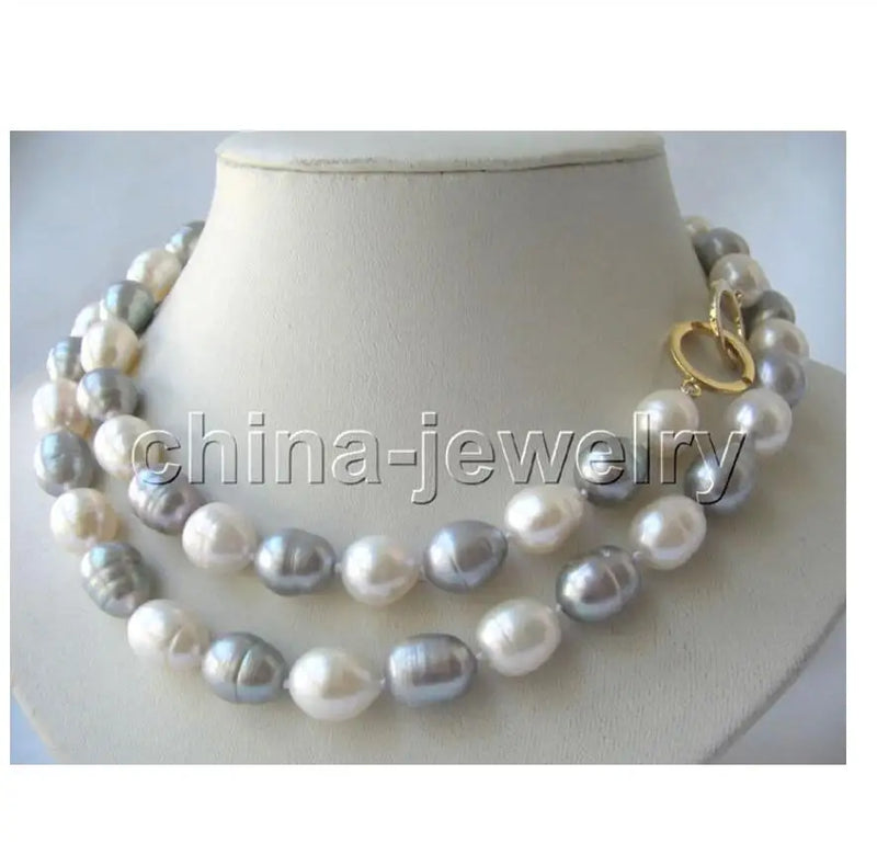 Gray Baroque Freshwater Pearl Necklace 9-10mm