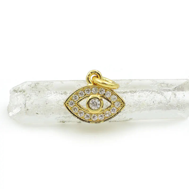 Micro Pave Clear CZ Eye Charm for DIY Bracelets or Necklaces