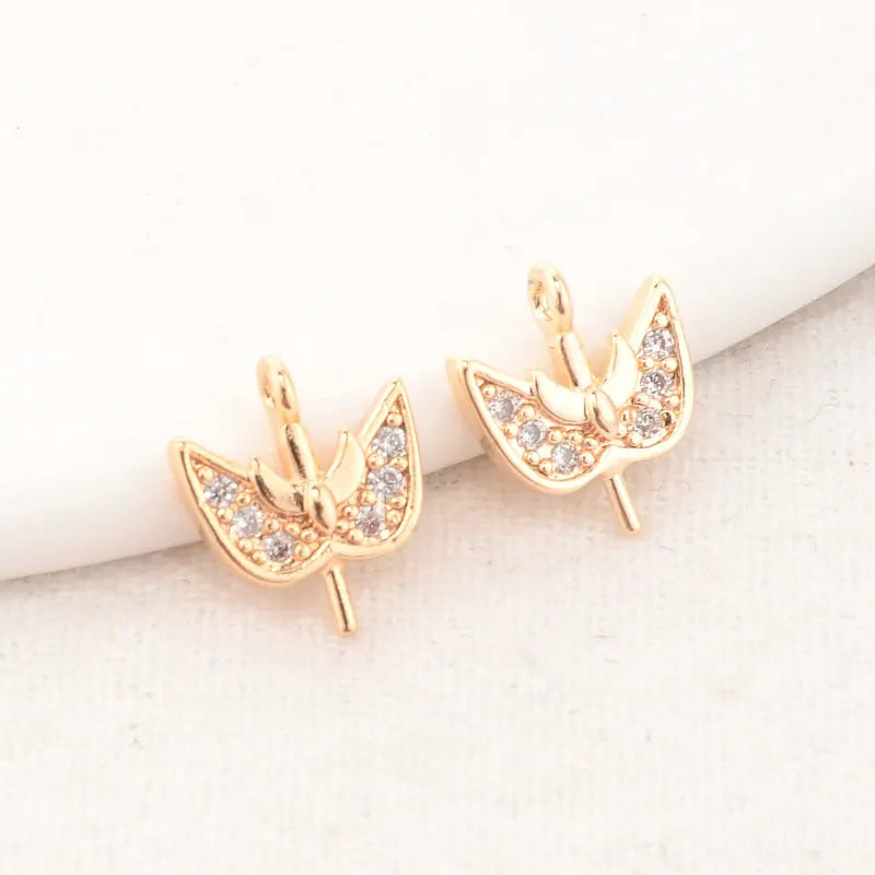 9*11MM 14K Brass Leaf Pearl Beads Connect Charms Caps Jewelry Accessories