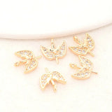 9*11MM 14K Brass Leaf Pearl Beads Connect Charms Caps Jewelry Accessories