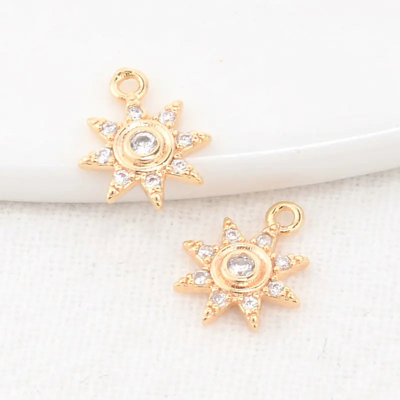 9*11MM 14K Plated Zircon Sun Charm Pendant Jewelry Making DIY