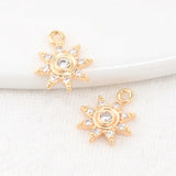 9*11MM 14K Plated Zircon Sun Charm Pendant Jewelry Making DIY