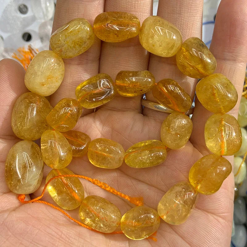 Natural Citrine Beads 15'' Freeform Potato DIY Bracelet Necklace