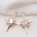 14K Brass Zircon Star Cross Connect Charms Pendants Jewelry DIY