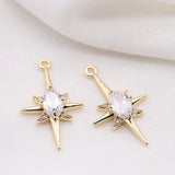 14K Brass Zircon Star Cross Connect Charms Pendants Jewelry DIY
