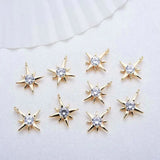 14K Brass Zircon Star Cross Connect Charms Pendants Jewelry DIY