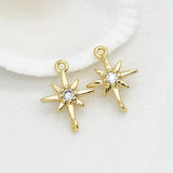 14K Brass Zircon Star Cross Connect Charms Pendants Jewelry DIY