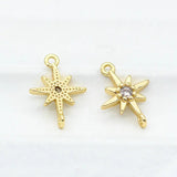14K Brass Zircon Star Cross Connect Charms Pendants Jewelry DIY