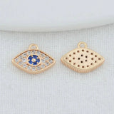 14K Brass Zircon Eye Charms Pendants Necklace Earrings Making