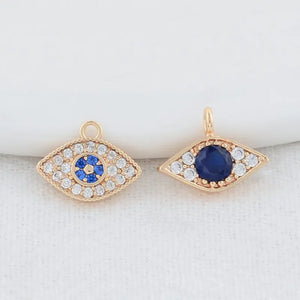 14K Brass Zircon Eye Charms Pendants Necklace Earrings Making
