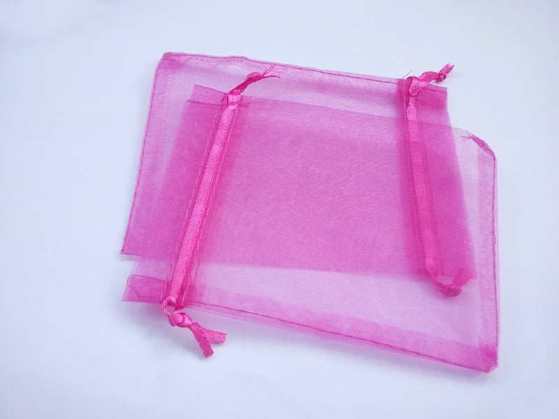 100pcs Rose Red Gift Bags for Wedding/Christmas/Birthday Yarn Bag