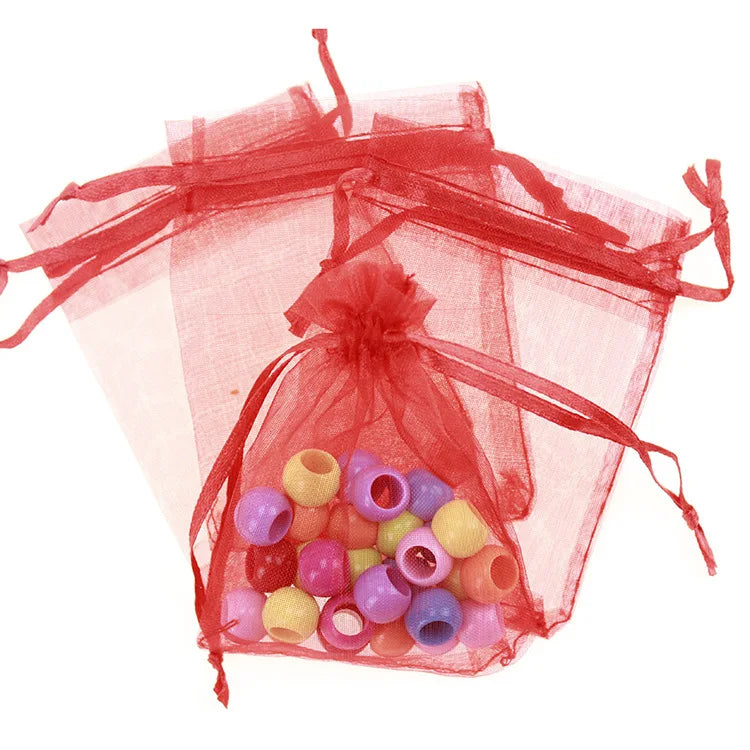 100pcs Red Gift Bags For Jewelry/Wedding/Christmas/Birthday Organza Bags