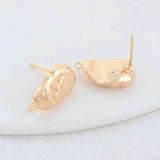 14K Plated Brass Irregular Shaped Stud Earrings Pins