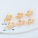 14K Plated Brass Irregular Shaped Stud Earrings Pins