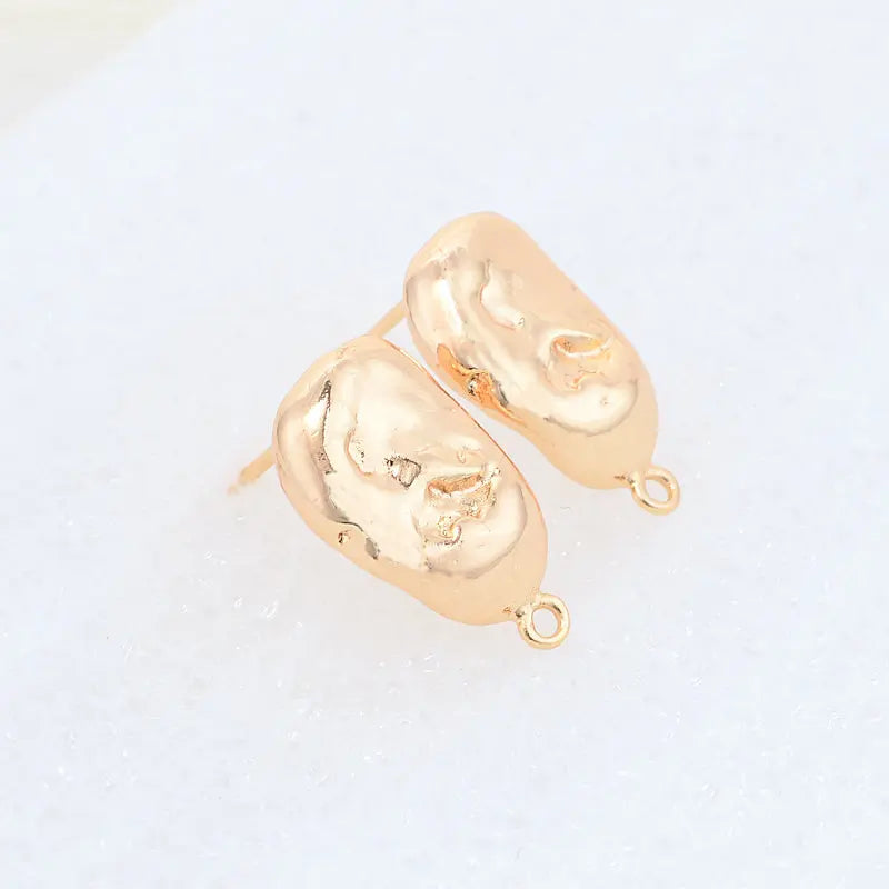 14K Plated Brass Irregular Shaped Stud Earrings Pins