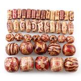 Natural Wood Round&Drum Pattern Beads for DIY Necklace Making