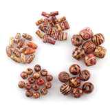 Natural Wood Round&Drum Pattern Beads for DIY Necklace Making