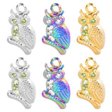 Green Rhinestone Owl Charms Crystal Owl Pendant for Jewelry Making