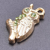Green Rhinestone Owl Charms Crystal Owl Pendant for Jewelry Making