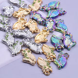 Green Rhinestone Owl Charms Crystal Owl Pendant for Jewelry Making
