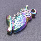 Green Rhinestone Owl Charms Crystal Owl Pendant for Jewelry Making