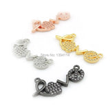 Micro Pave Clear CZ Love Of Flower Charm Double Circles Necklace Jewelry