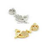 Micro Pave Clear CZ Love Of Flower Charm Double Circles Necklace Jewelry