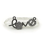 Micro Pave Clear CZ Love Of Flower Charm Double Circles Necklace Jewelry
