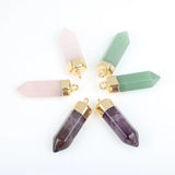 30mm Crystal Pillar Pendant Set - Rose Quartz Green Aventurine Charms