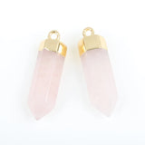 30mm Crystal Pillar Pendant Set - Rose Quartz Green Aventurine Charms