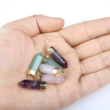 30mm Crystal Pillar Pendant Set - Rose Quartz Green Aventurine Charms