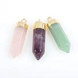 30mm Crystal Pillar Pendant Set - Rose Quartz Green Aventurine Charms