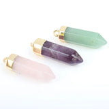 30mm Crystal Pillar Pendant Set - Rose Quartz Green Aventurine Charms