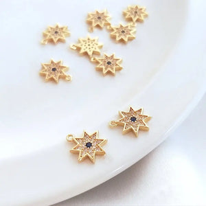 9.5*11mm 14k Star Charms Pendant Inlaid Zircon Earrings Accessories