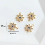 9.5*11mm 14k Star Charms Pendant Inlaid Zircon Earrings Accessories