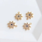 9.5*11mm 14k Star Charms Pendant Inlaid Zircon Earrings Accessories