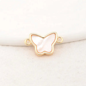 14K Brass Shell Butterfly Connect Charms Necklace Jewelry Making Supplies
