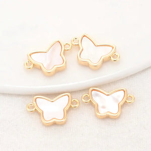 14K Brass Shell Butterfly Connect Charms Necklace Jewelry Making Supplies