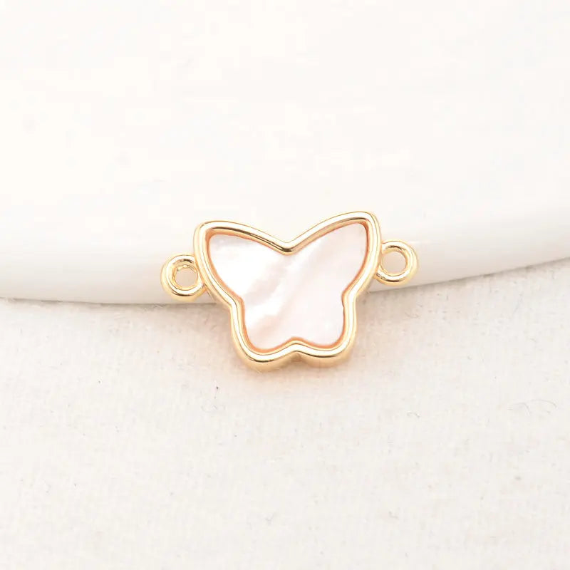 14K Brass Shell Butterfly Connect Charms Necklace Jewelry Making Supplies