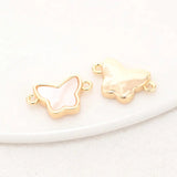 14K Brass Shell Butterfly Connect Charms Necklace Jewelry Making Supplies