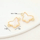 14K Brass Shell Butterfly Connect Charms Necklace Jewelry Making Supplies