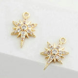 Star Charms Pendants Plated Brass and Zircon Necklace Charms