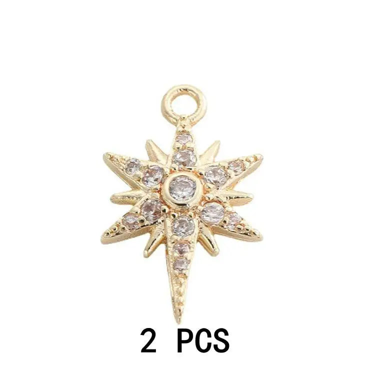 Star Charms Pendants Plated Brass and Zircon Necklace Charms