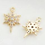 Star Charms Pendants Plated Brass and Zircon Necklace Charms