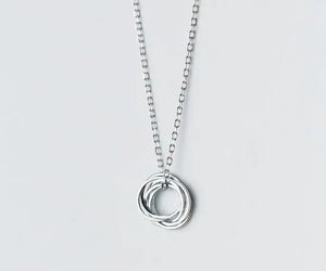 Real. 925 Sterling Silver 3 Circles Pendant Necklace