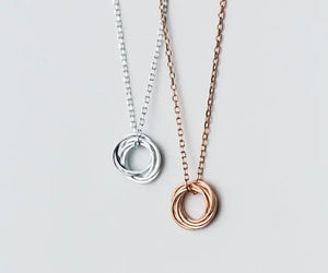 Real. 925 Sterling Silver 3 Circles Pendant Necklace