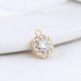 14K Plated Zircon Round Charms Pendants DIY Jewelry Making Supplies