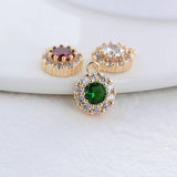 14K Plated Zircon Round Charms Pendants DIY Jewelry Making Supplies