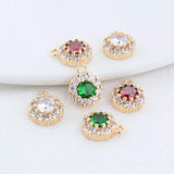 14K Plated Zircon Round Charms Pendants DIY Jewelry Making Supplies